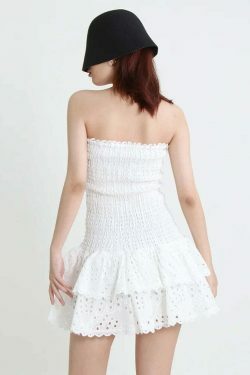Y2K Aesthetic Forever Flourish Mini Dress - Coquette Style Strapless Fashion Statement