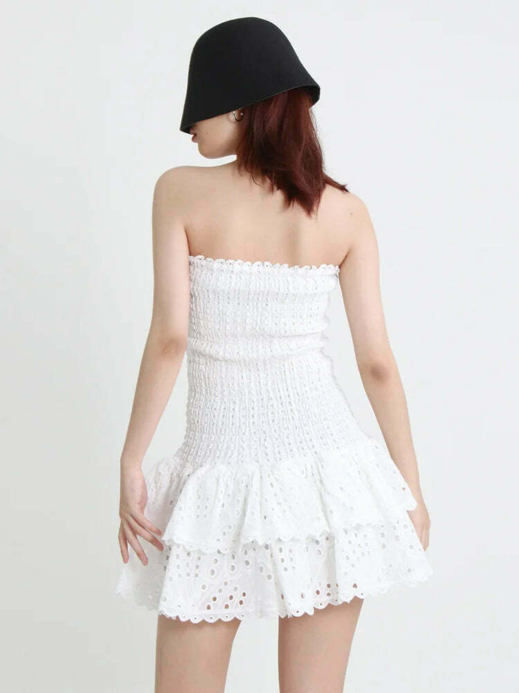Y2K Aesthetic Forever Flourish Mini Dress - Coquette Style Strapless Fashion Statement