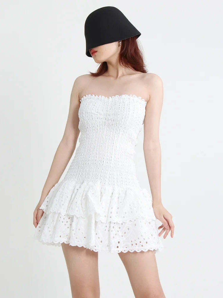 Y2K Aesthetic Forever Flourish Mini Dress - Coquette Style Strapless Fashion Statement