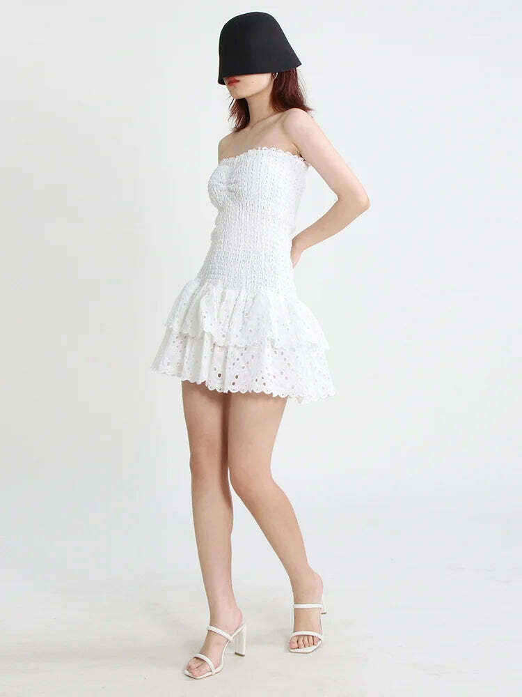Y2K Aesthetic Forever Flourish Mini Dress - Coquette Style Strapless Fashion Statement