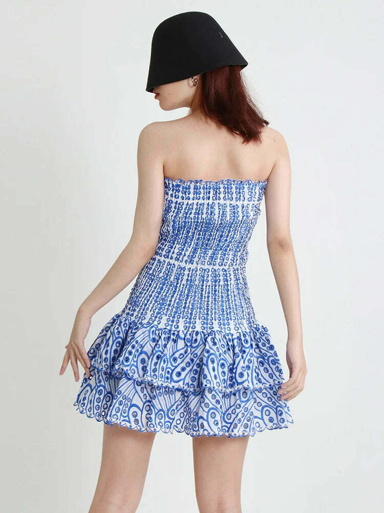 Y2K Aesthetic Forever Flourish Mini Dress - Coquette Style Strapless Fashion Statement