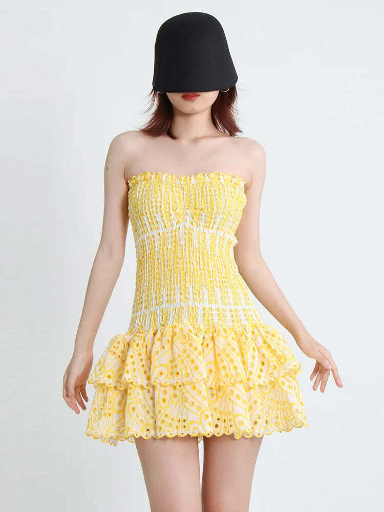 Y2K Aesthetic Forever Flourish Mini Dress - Coquette Style Strapless Fashion Statement
