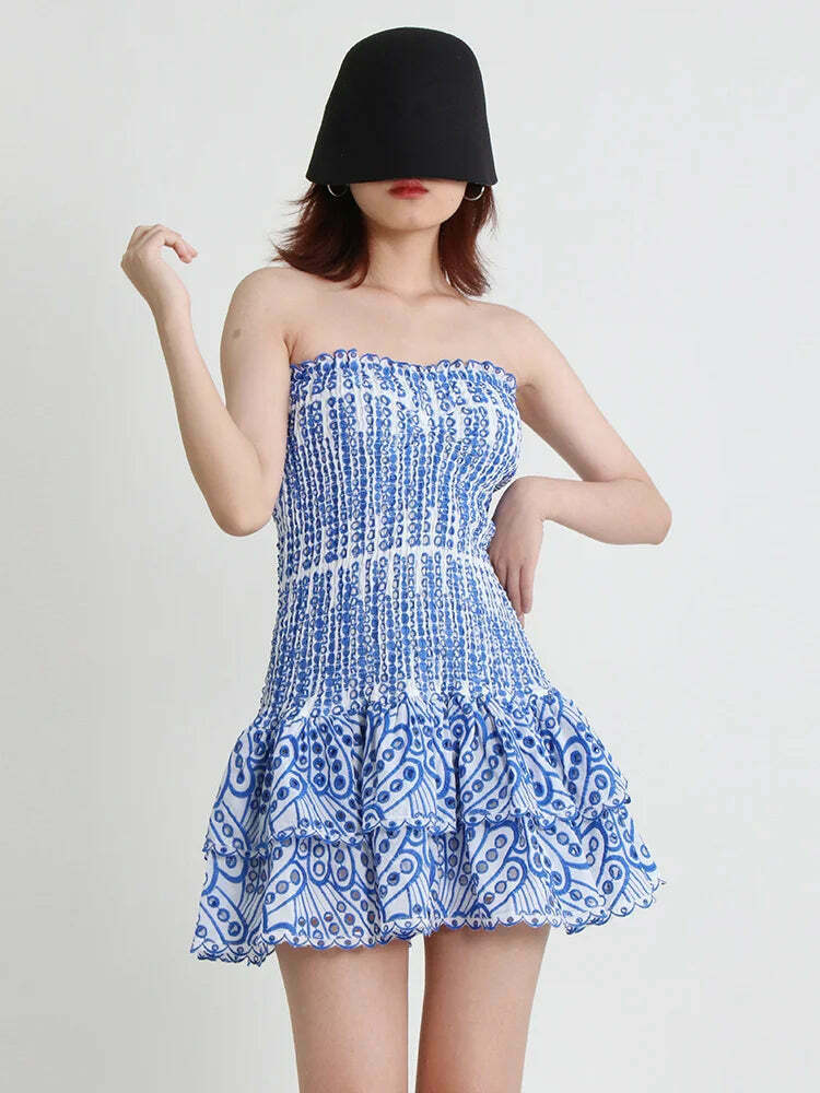 Y2K Aesthetic Forever Flourish Mini Dress - Coquette Style Strapless Fashion Statement