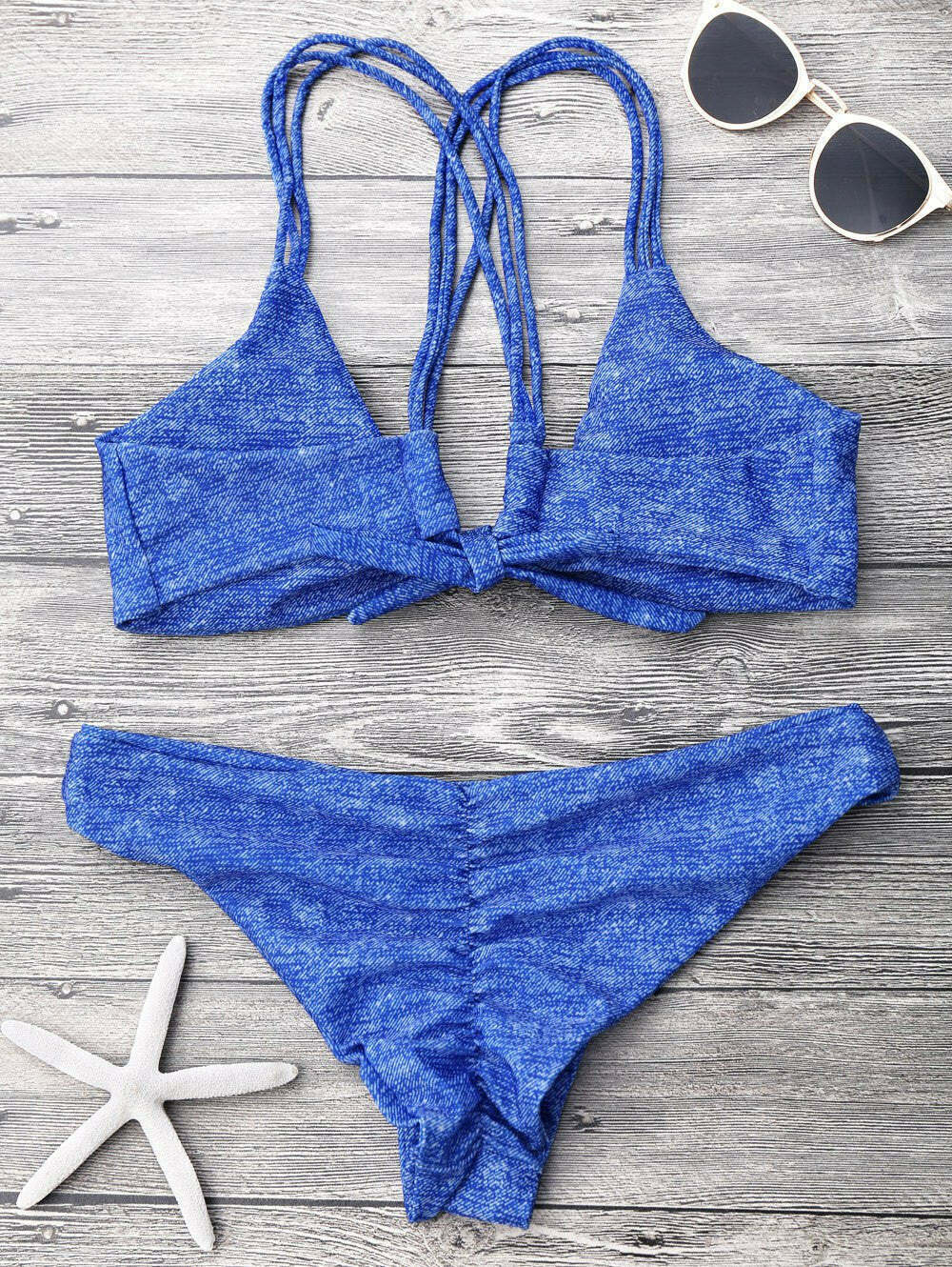 Y2K Aesthetic Front Knot Strappy Bikini Set - Coquette & Grunge Style Women's Fashion