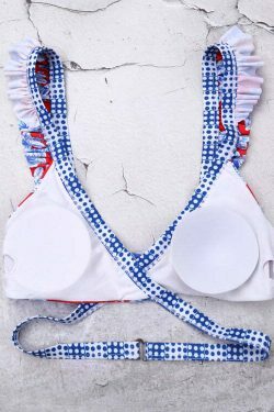 Y2K Aesthetic Front Tie Bikini Set in Unique Print