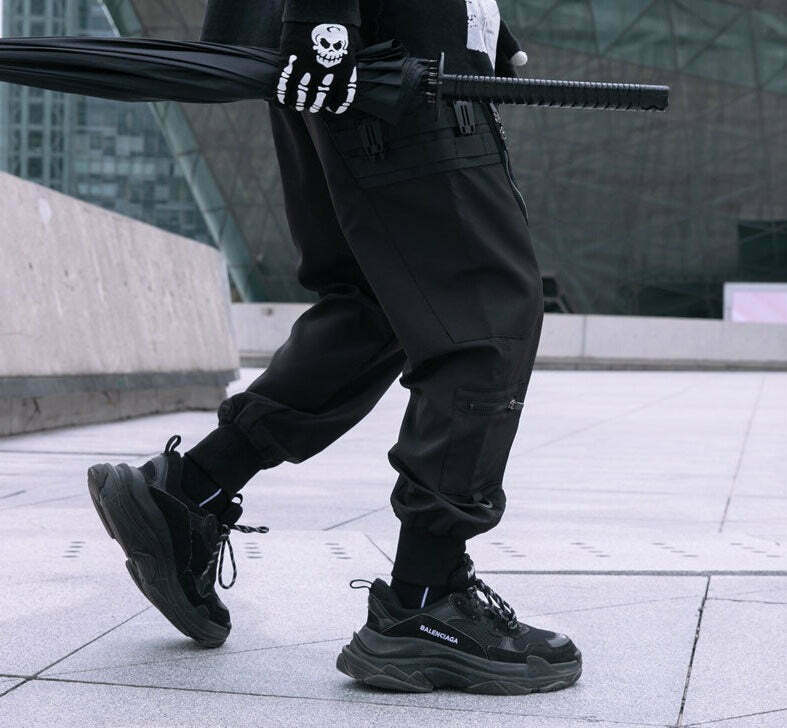 Y2K Aesthetic Future-Tech Cargo Joggers - Cyberpunk Style for Women