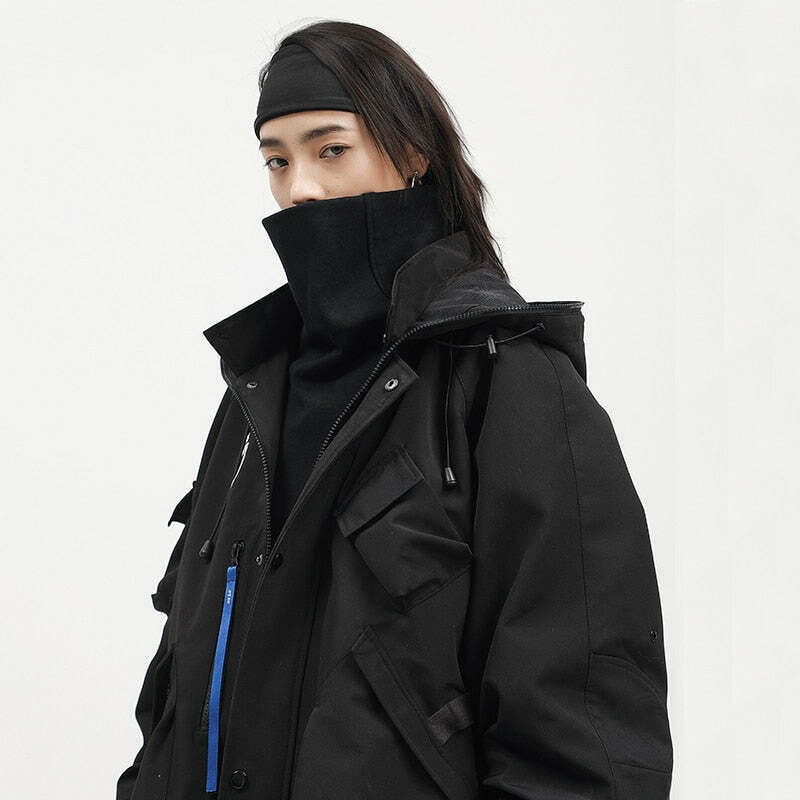 Y2K Aesthetic Futuristic Utility Cargo Jacket for Niche Women Fashion