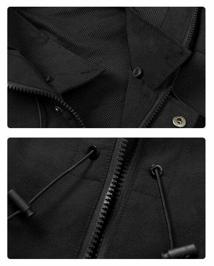 Y2K Aesthetic Futuristic Utility Cargo Jacket for Niche Women Fashion