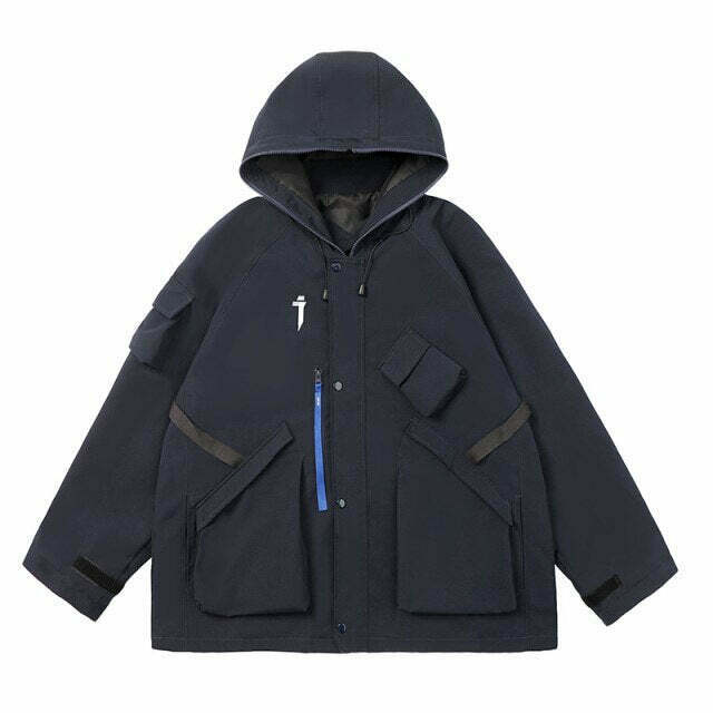 Y2K Aesthetic Futuristic Utility Cargo Jacket for Niche Women Fashion