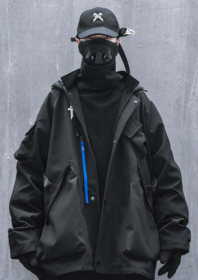 Y2K Aesthetic Futuristic Utility Cargo Jacket for Niche Women Fashion