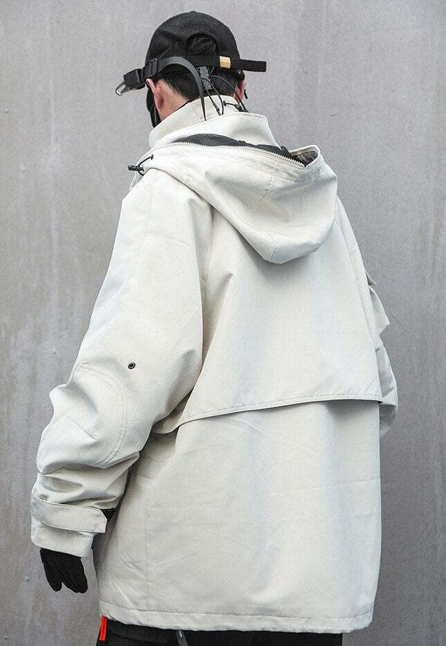 Y2K Aesthetic Futuristic Utility Cargo Jacket for Niche Women Fashion