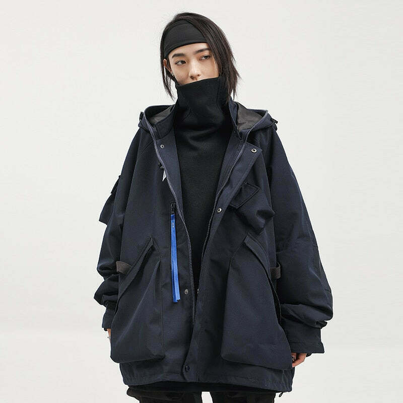 Y2K Aesthetic Futuristic Utility Cargo Jacket for Niche Women Fashion