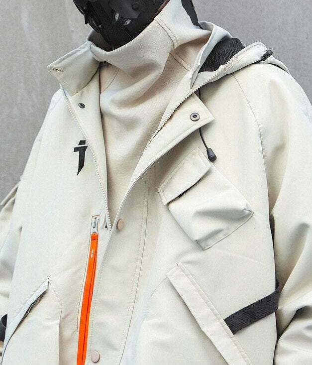 Y2K Aesthetic Futuristic Utility Cargo Jacket for Niche Women Fashion