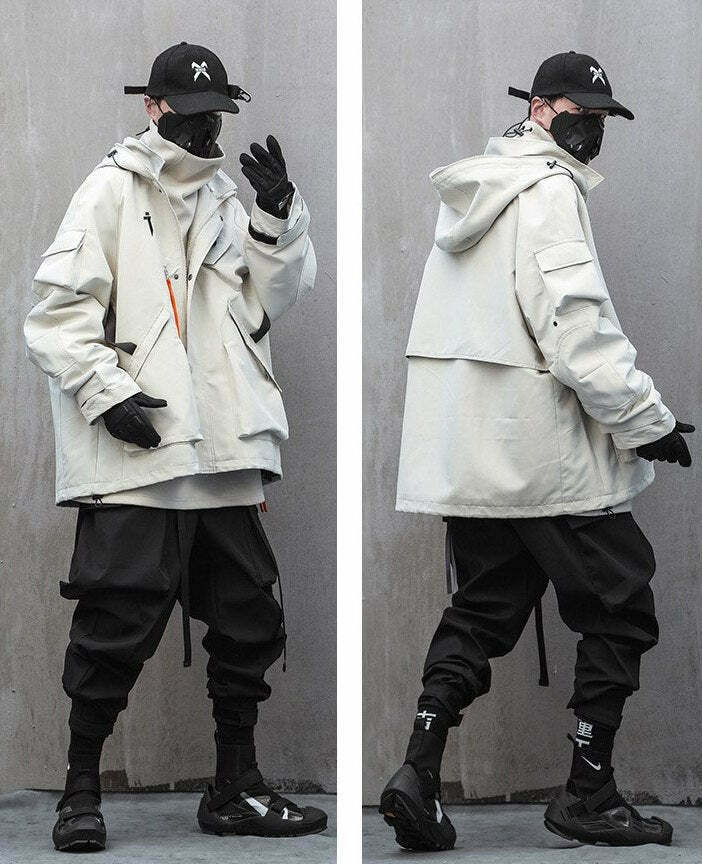 Y2K Aesthetic Futuristic Utility Cargo Jacket for Niche Women Fashion