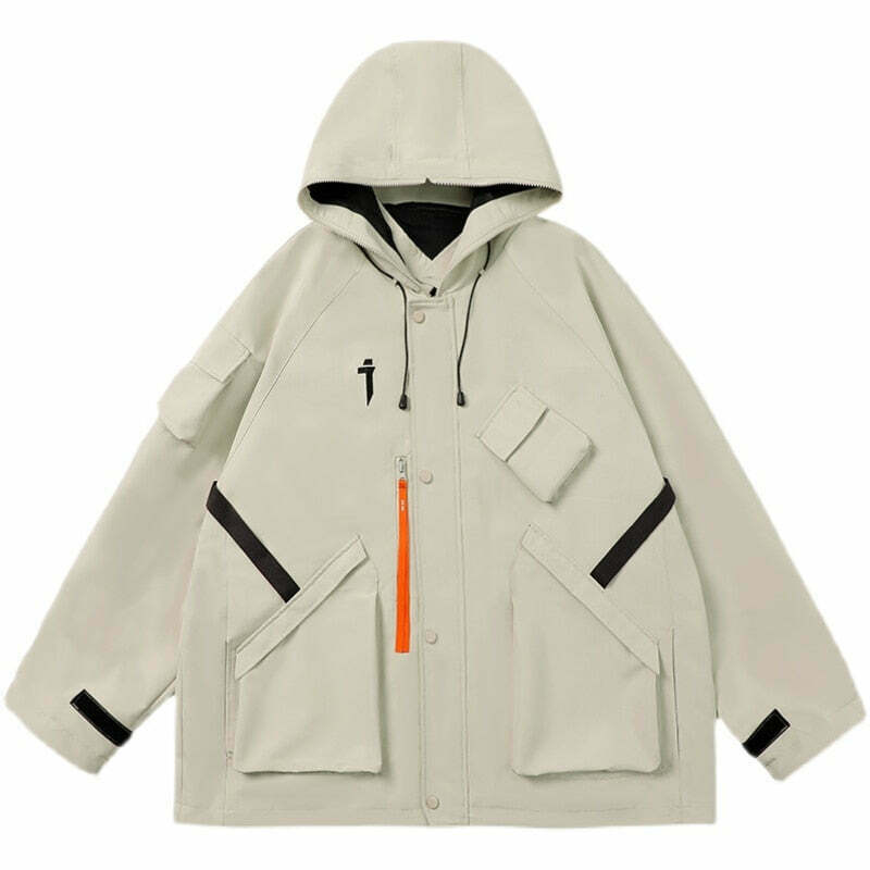 Y2K Aesthetic Futuristic Utility Cargo Jacket for Niche Women Fashion