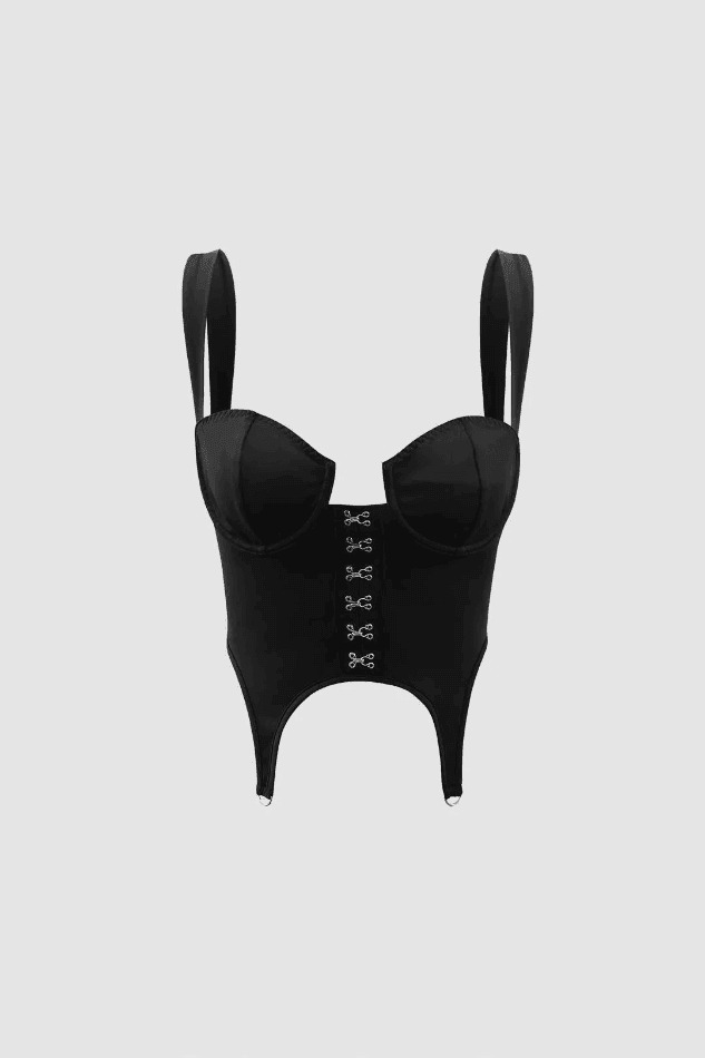 Y2K Aesthetic Garter Hook and Eye Bustier Top - Coquette Grunge Fashion Statement
