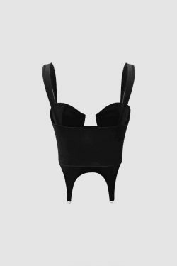 Y2K Aesthetic Garter Hook and Eye Bustier Top - Coquette Grunge Fashion Statement