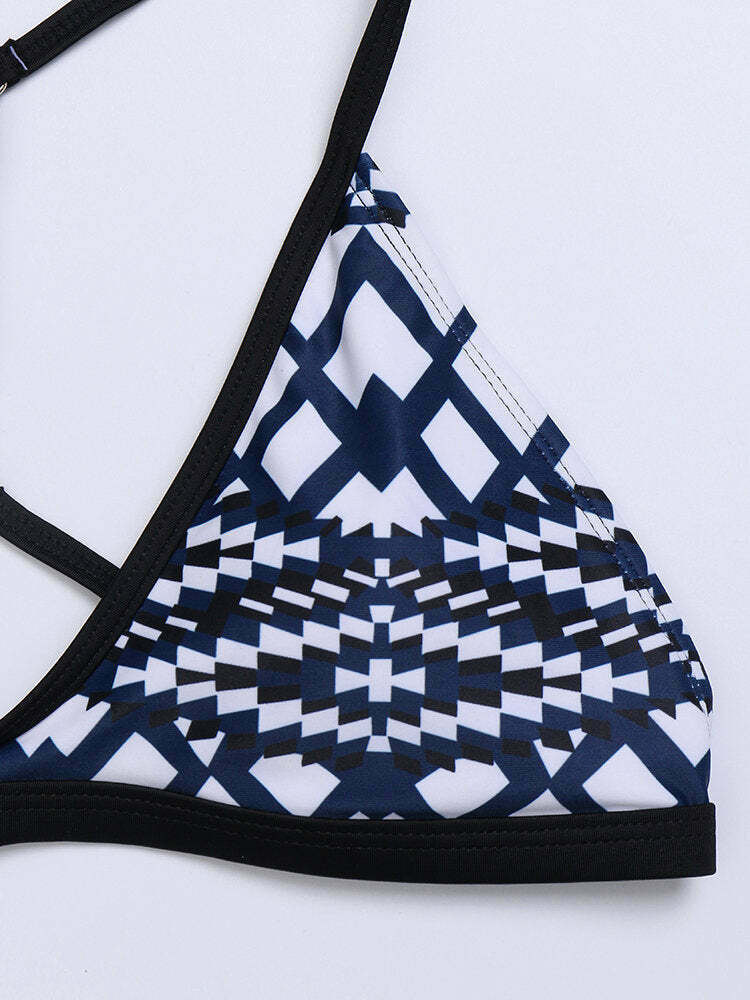 Y2K Aesthetic Geometric Triangle Cup High Waist Bikini - Coquette Grunge Fashion