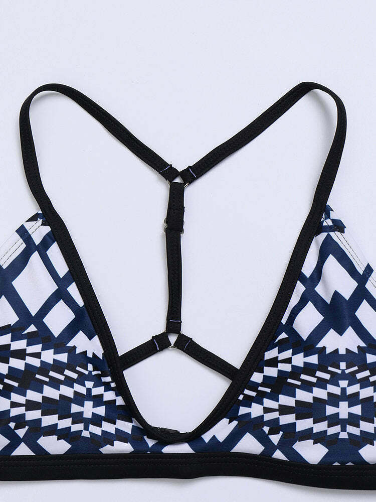 Y2K Aesthetic Geometric Triangle Cup High Waist Bikini - Coquette Grunge Fashion