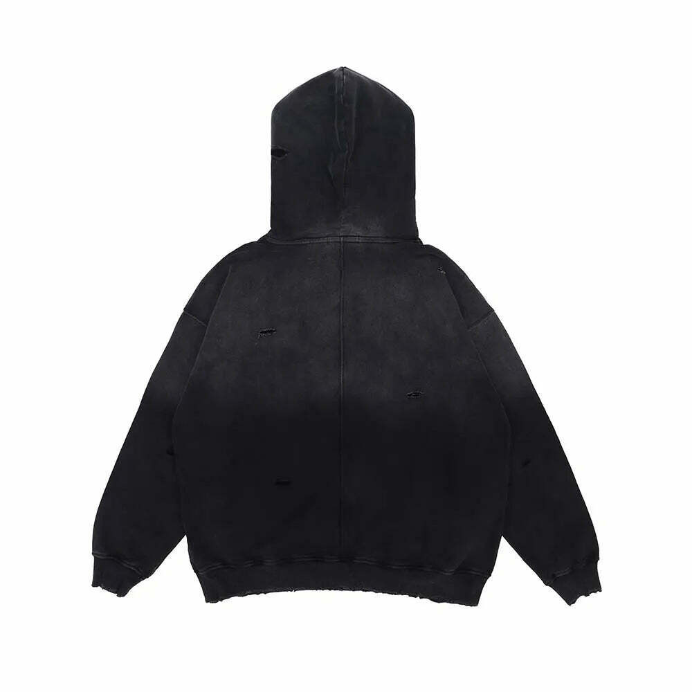 Y2K Aesthetic Gradient Washed Ripped Hoodie - Coquette Fashion for Women
