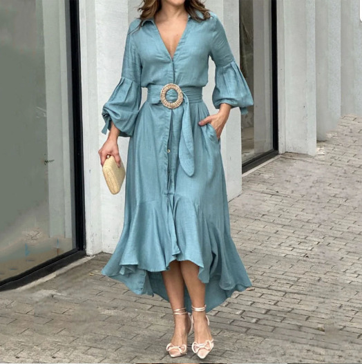 Y2K Aesthetic Green Cargo Skirt Dress with V-Neck and Long Sleeves - Coquette Style for Women
