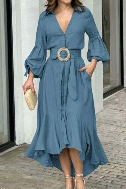 Y2K Aesthetic Green Cargo Skirt Dress with V-Neck and Long Sleeves - Coquette Style for Women