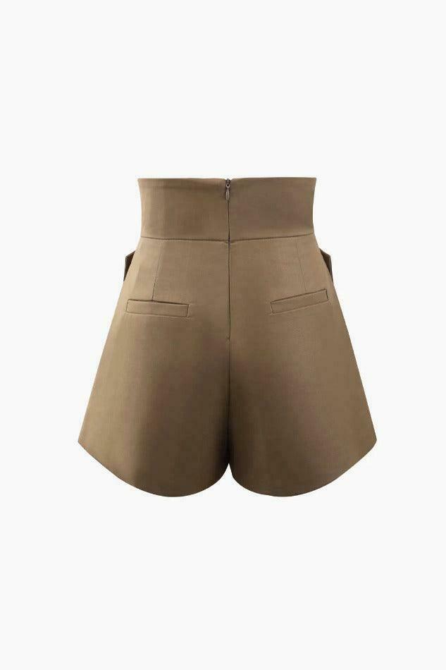 Y2K Aesthetic Grunge Style Cargo Skirt - Coquette Fashion Women's Cross Waist Tailored Shorts