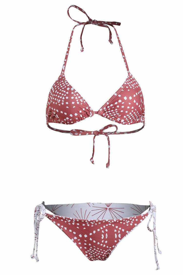 Y2K Aesthetic Halter Bikini Set - Unique Print for Niche Women Fashion