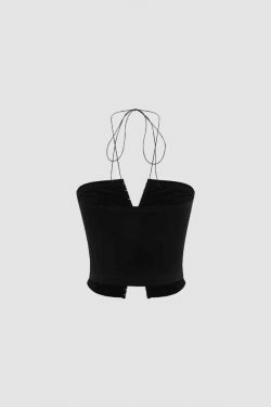 Y2K Aesthetic Halter Cami Top with Hook and Eye Detail for Women - Coquette Fashion