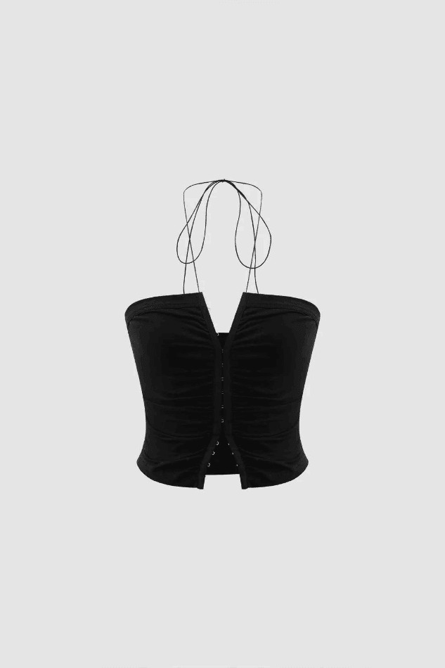 Y2K Aesthetic Halter Cami Top with Hook and Eye Detail for Women - Coquette Fashion