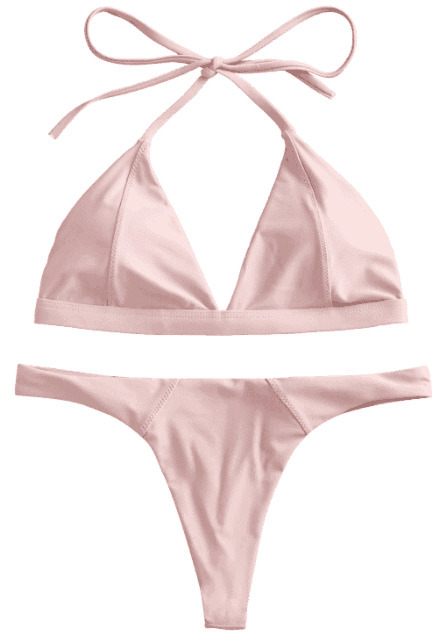 Y2K Aesthetic Halter Thong Bikini for Niche Women Fashion
