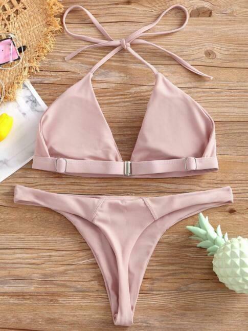 Y2K Aesthetic Halter Thong Bikini for Niche Women Fashion