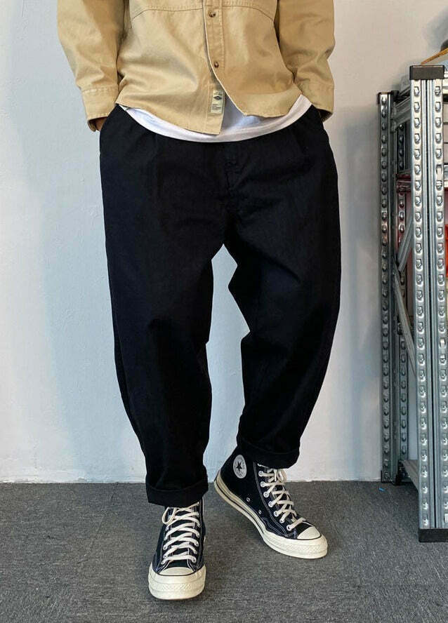 Y2K Aesthetic Herringbone Twill Tapered Pants for Women - Coquette & Grunge Style Cargo Skirt