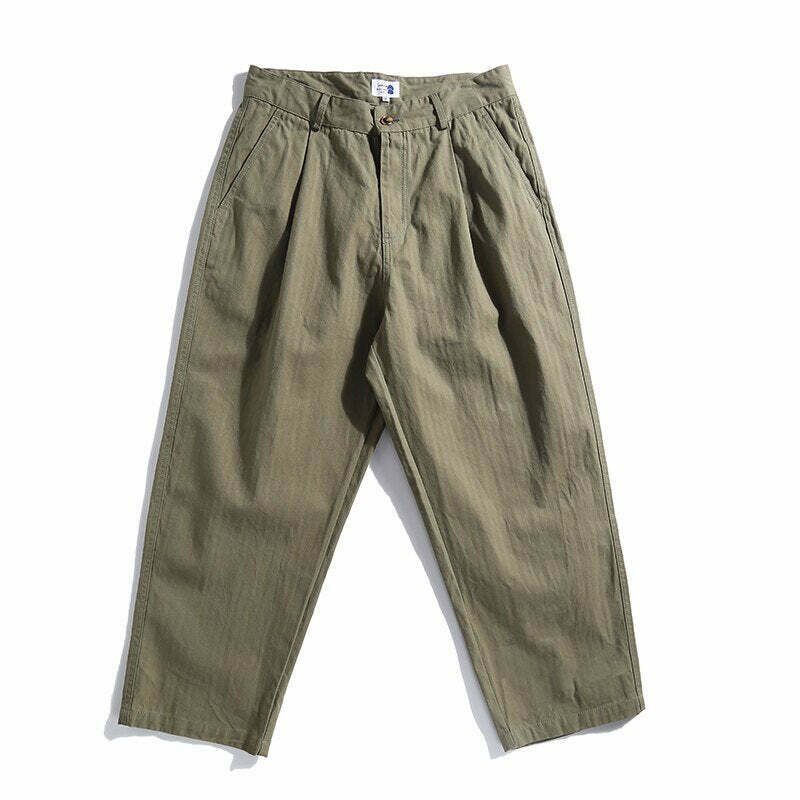 Y2K Aesthetic Herringbone Twill Tapered Pants for Women - Coquette & Grunge Style Cargo Skirt