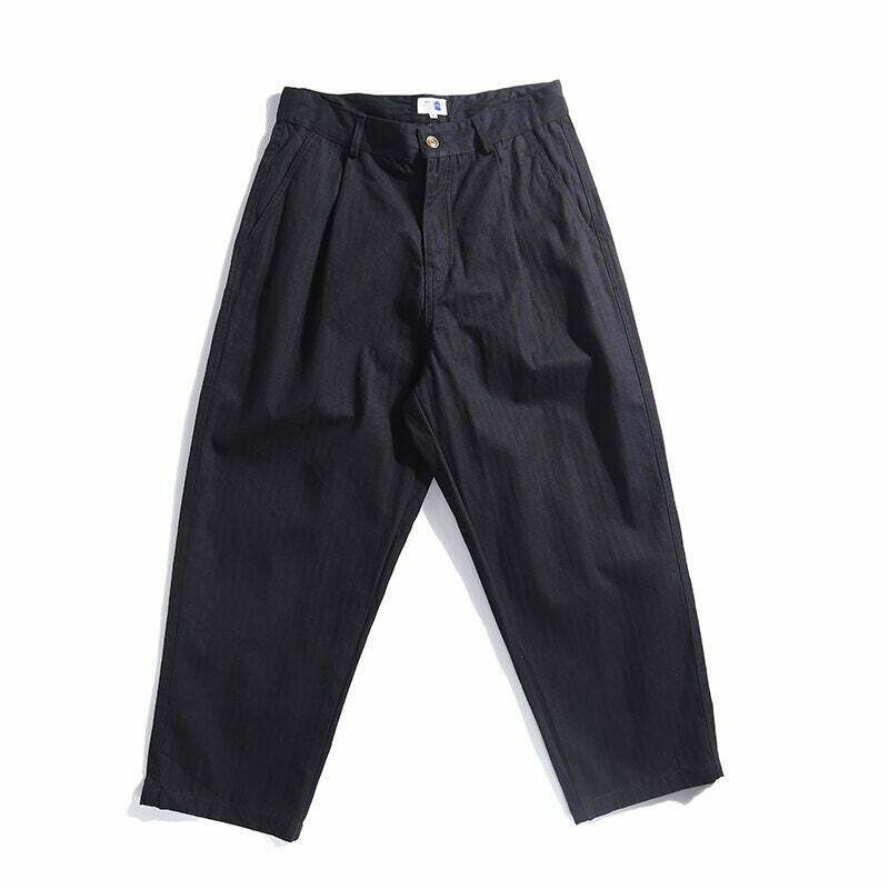 Y2K Aesthetic Herringbone Twill Tapered Pants for Women - Coquette & Grunge Style Cargo Skirt