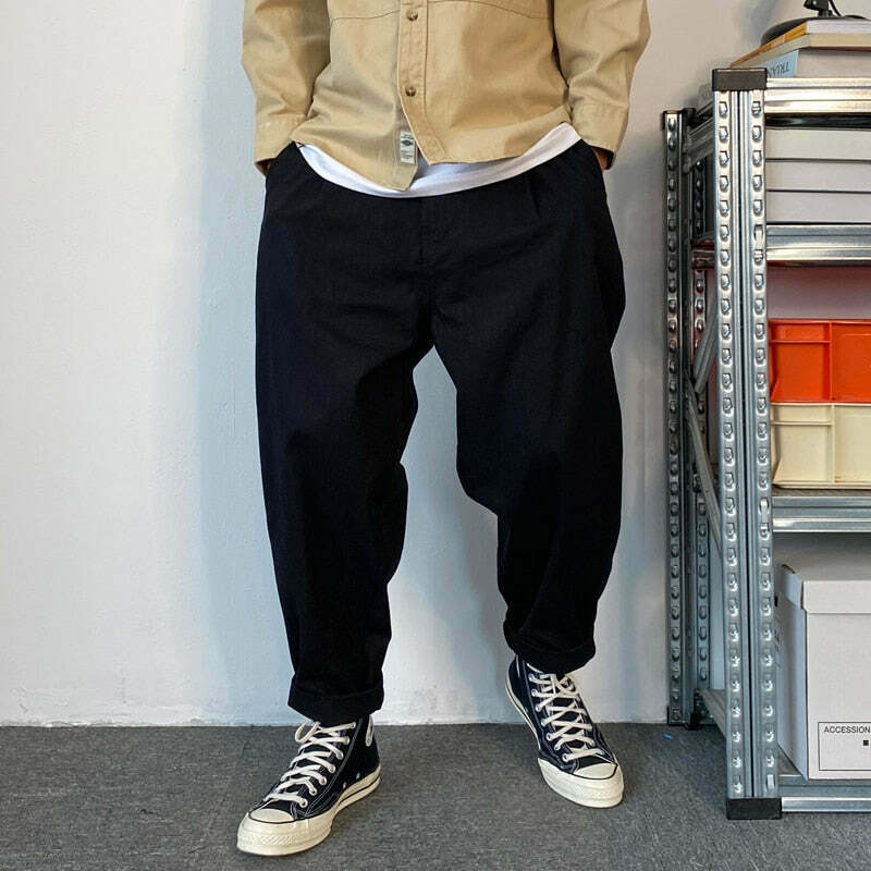Y2K Aesthetic Herringbone Twill Tapered Pants for Women - Coquette & Grunge Style Cargo Skirt