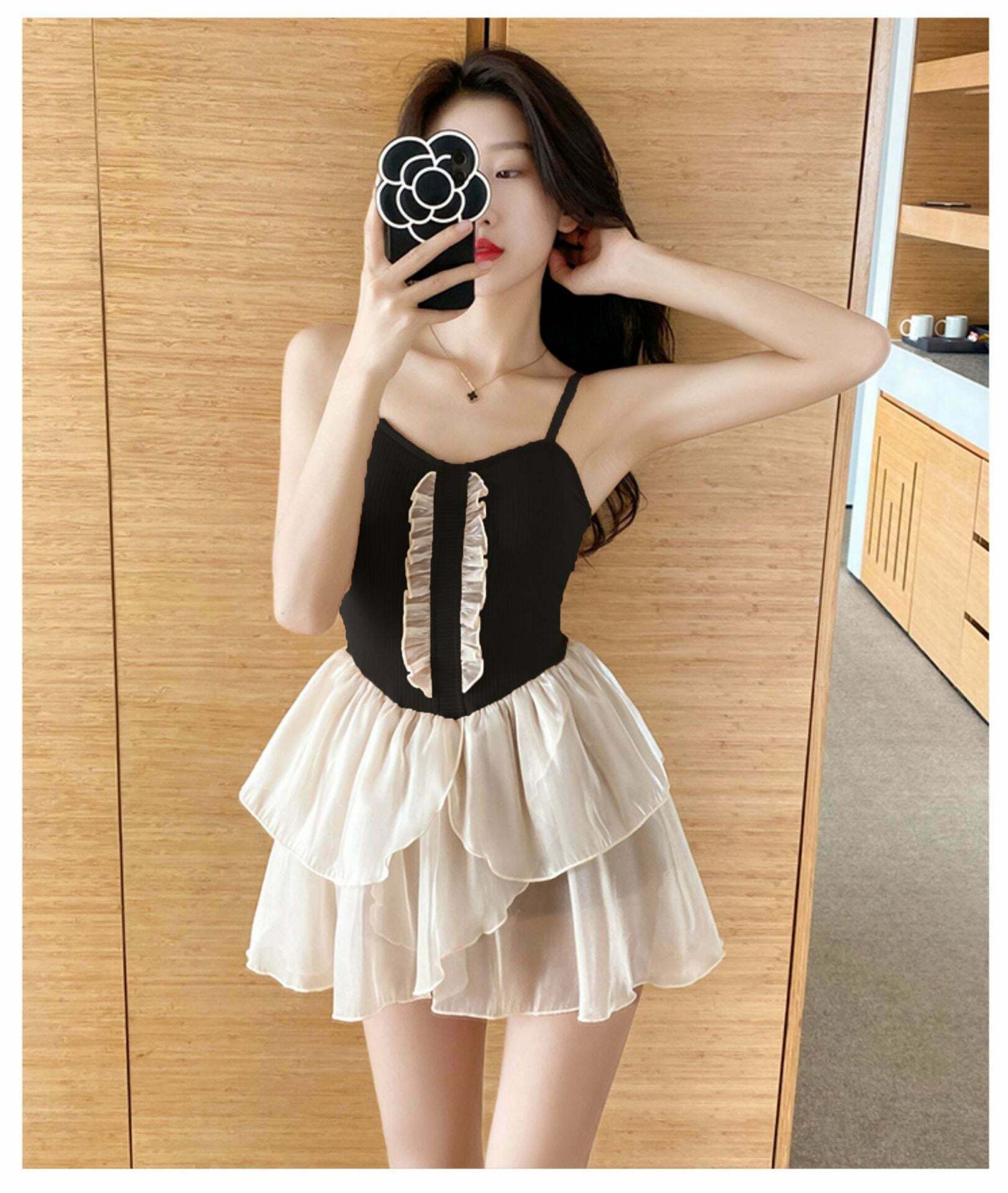 Y2K Aesthetic High-End Swim Dress for Women - Coquette Style Two-Piece Swimsuit