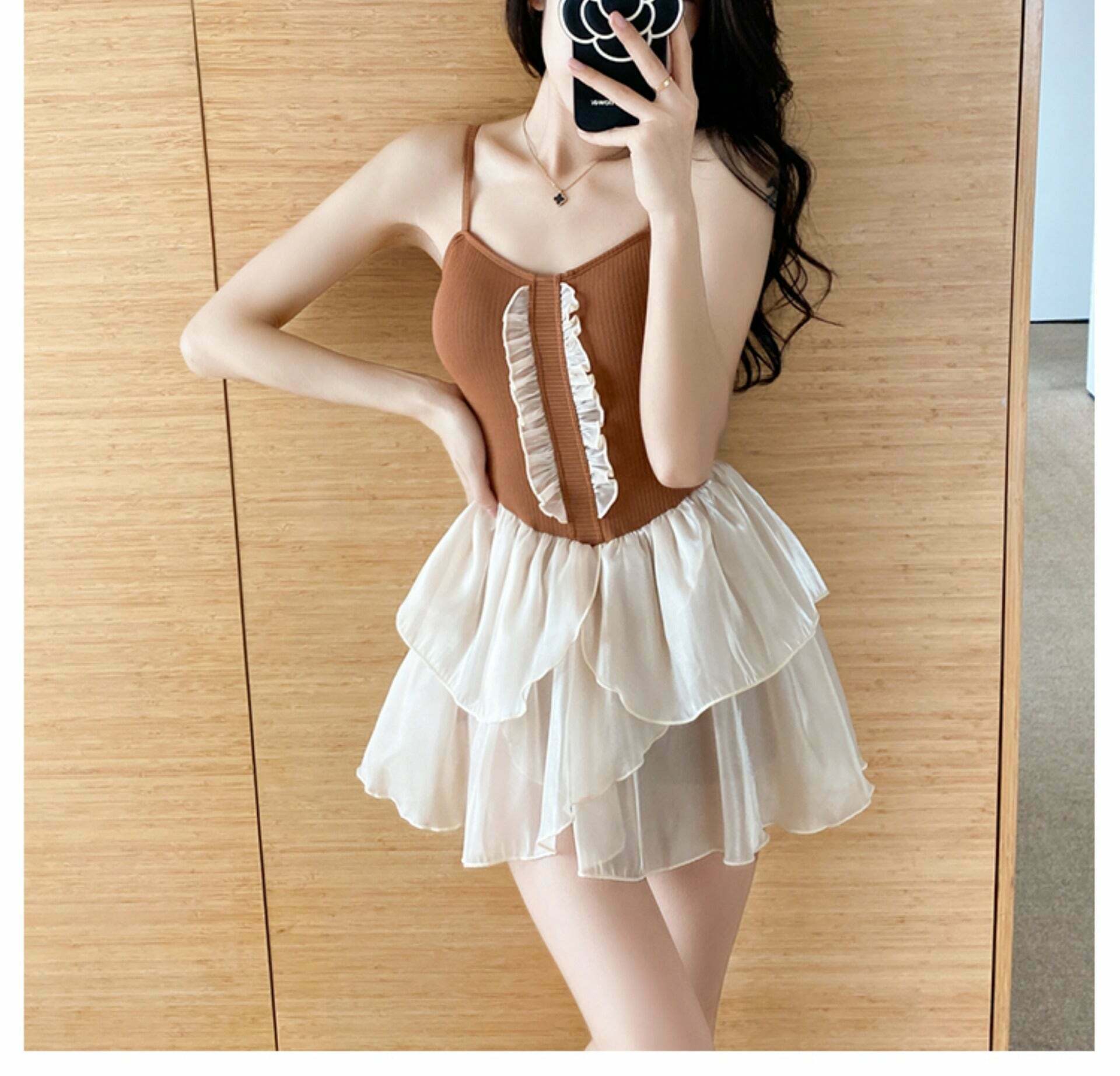Y2K Aesthetic High-End Swim Dress for Women - Coquette Style Two-Piece Swimsuit