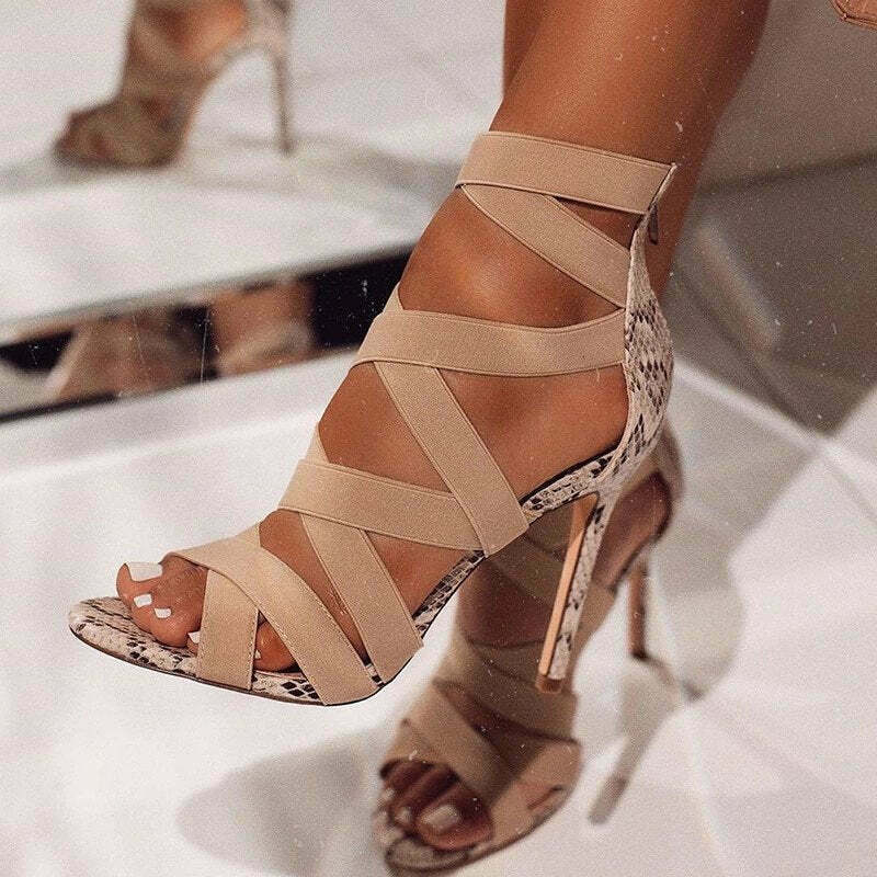 Y2K Aesthetic High-Heeled Strapless Sandal for Niche Women Fashion