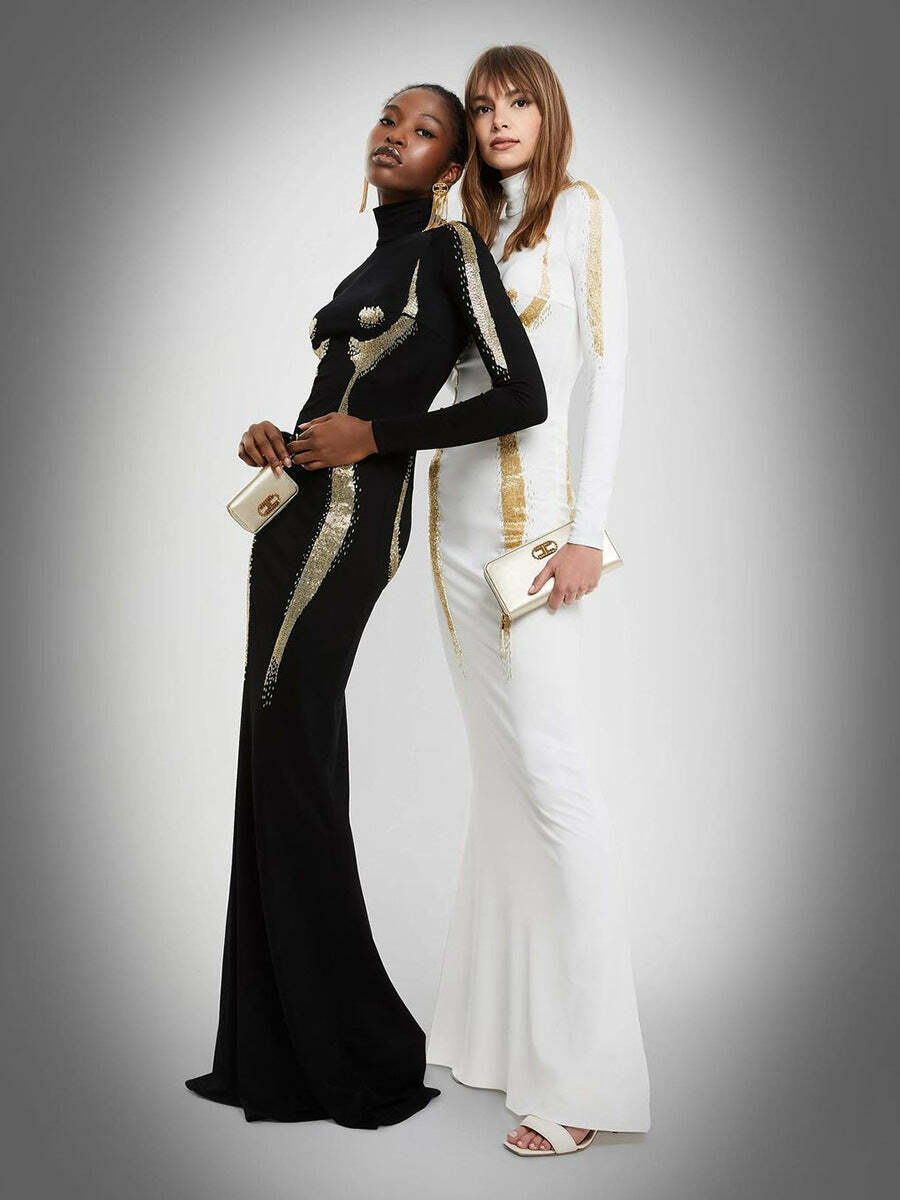 Y2K Aesthetic High-Neck Casual Dress with 3D Body Printing - Coquette & Grunge Style Fashion