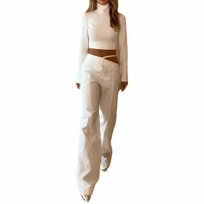 Y2K Aesthetic High-Neck Navel-Baring Casual Suit - Coquette Style Cargo Skirt & Cute Tops