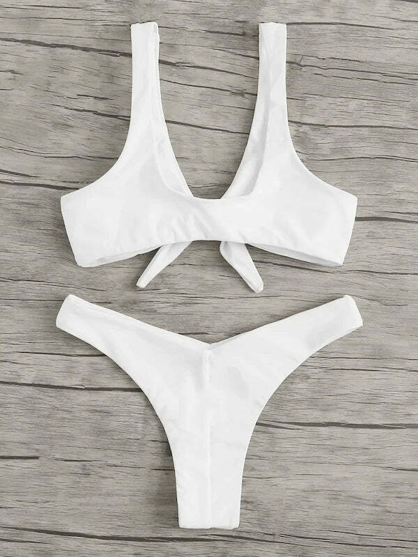 Y2K Aesthetic High Leg Knot Bikini Set - Retro Coquette Style for Women's Fashion