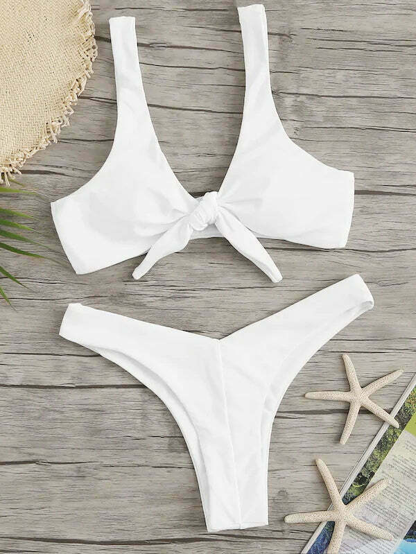 Y2K Aesthetic High Leg Knot Bikini Set - Retro Coquette Style for Women's Fashion