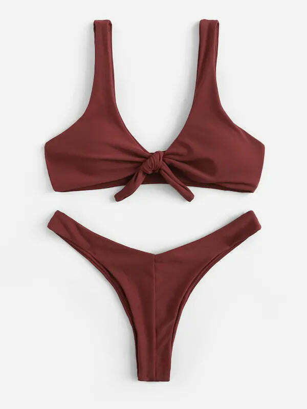 Y2K Aesthetic High Leg Knot Bikini Set - Retro Coquette Style for Women's Fashion