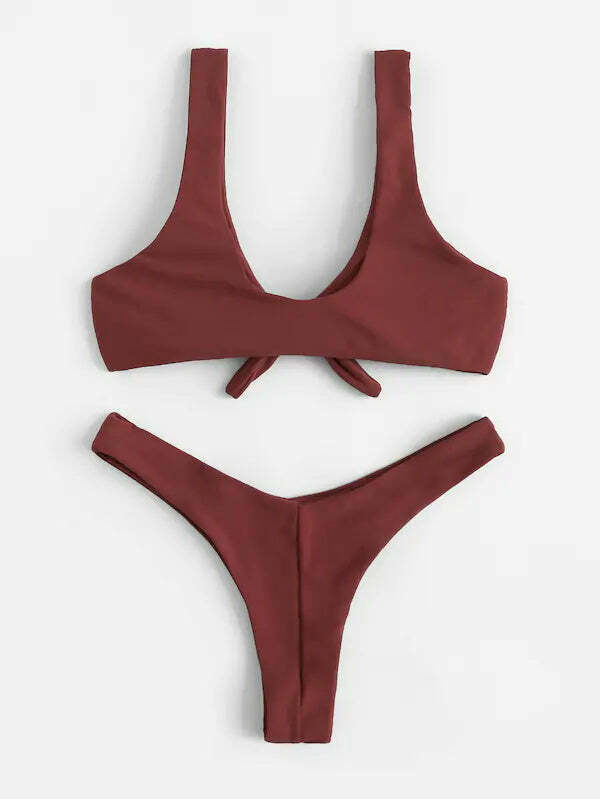Y2K Aesthetic High Leg Knot Bikini Set - Retro Coquette Style for Women's Fashion