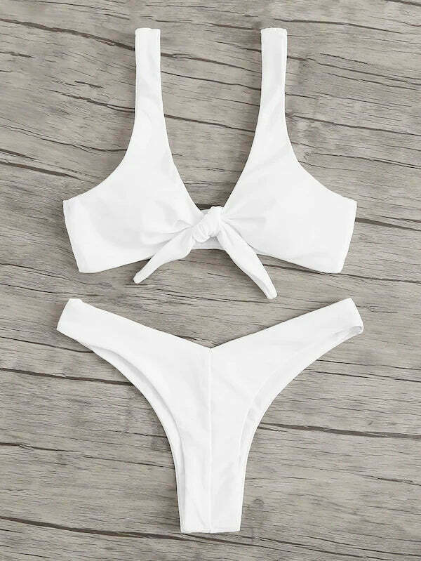 Y2K Aesthetic High Leg Knot Bikini Set - Retro Coquette Style for Women's Fashion