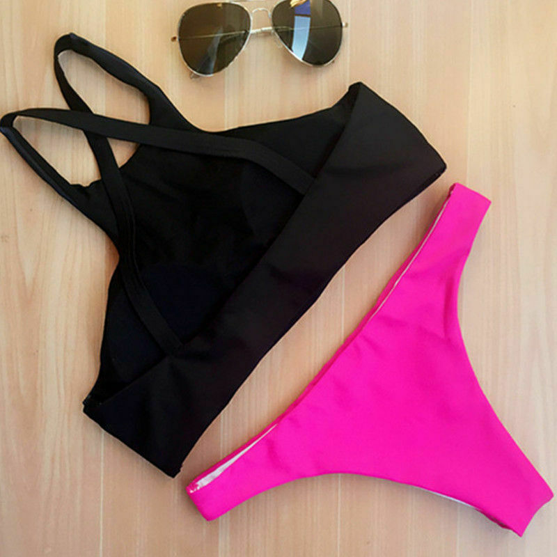 Y2K Aesthetic High Neck Push-Up Bikini Set with Geometric Design