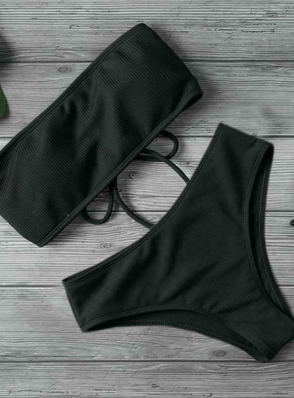 Y2K Aesthetic High Waist Bikini Set - Coquette Style Strapless Swimwear