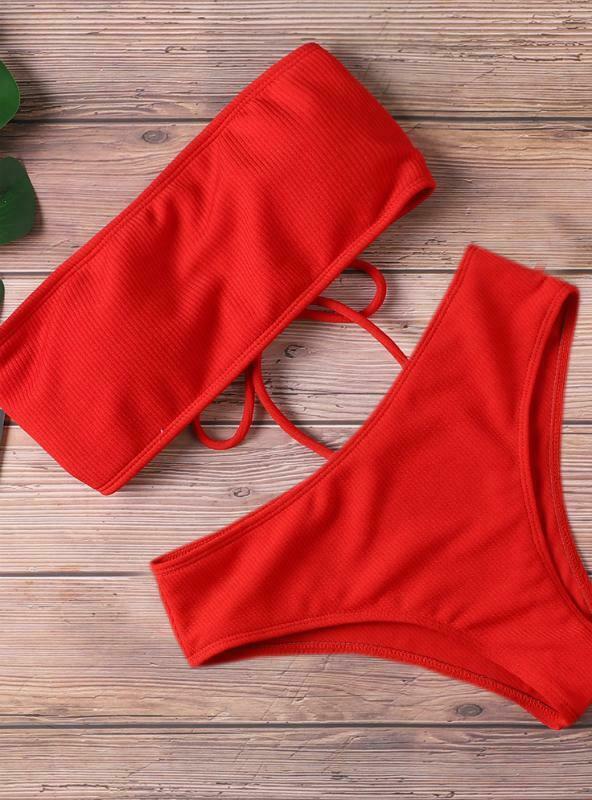 Y2K Aesthetic High Waist Bikini Set - Coquette Style Strapless Swimwear
