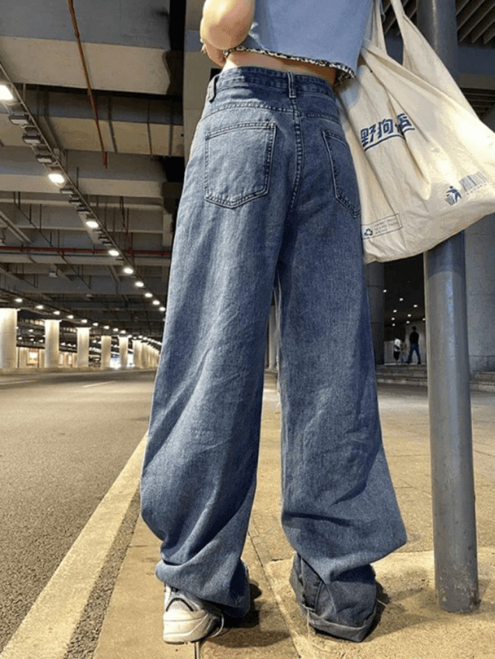 Y2K Aesthetic High Waist Ripped Jeans - Coquette Grunge & Pastel Goth Style